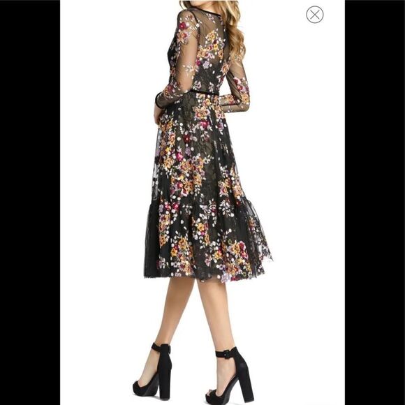 Mac Duggal Floral Sequin and Lace Long sleeve dress size 0 67899 - Picture 3 of 8